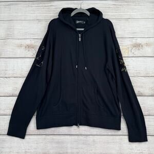 Howe Zip Up Hooded Sweatshirt Mens XL Black Streetwear